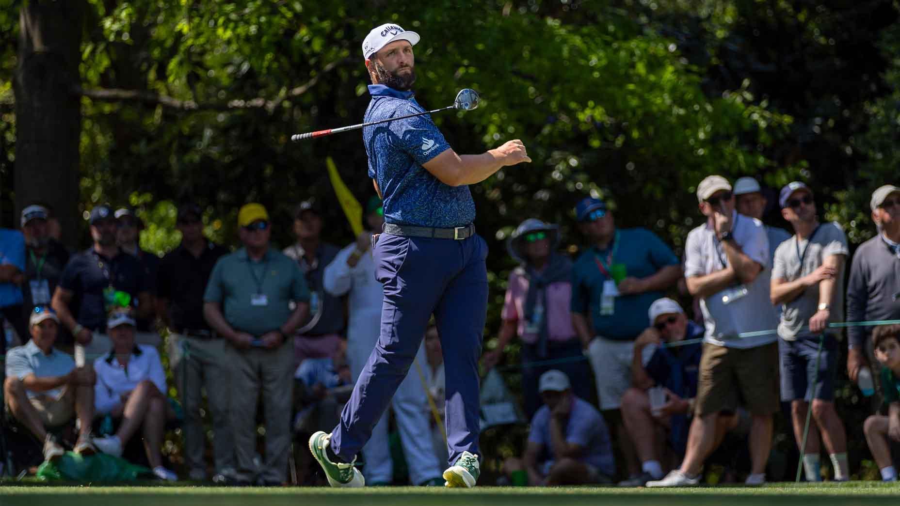 Jon Rahm's Dazzling Purple Pants Steal the Show at the Masters! Jon Rahm
