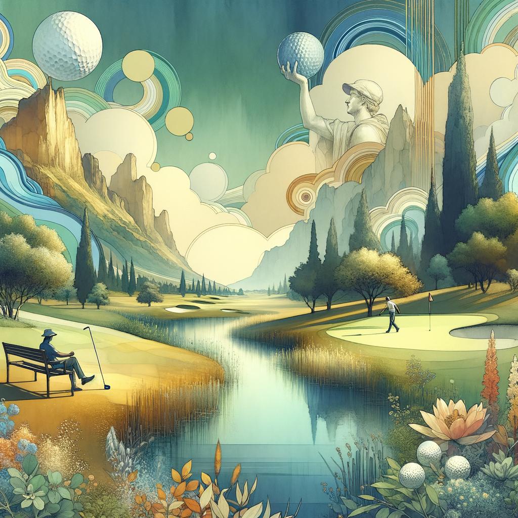 Mastering the Game: Unveiling Vijay Singh's Winning Golf Instruction Techniques Artistic depiction of a golfer surrounded by dynamic golf elements and strategic visuals