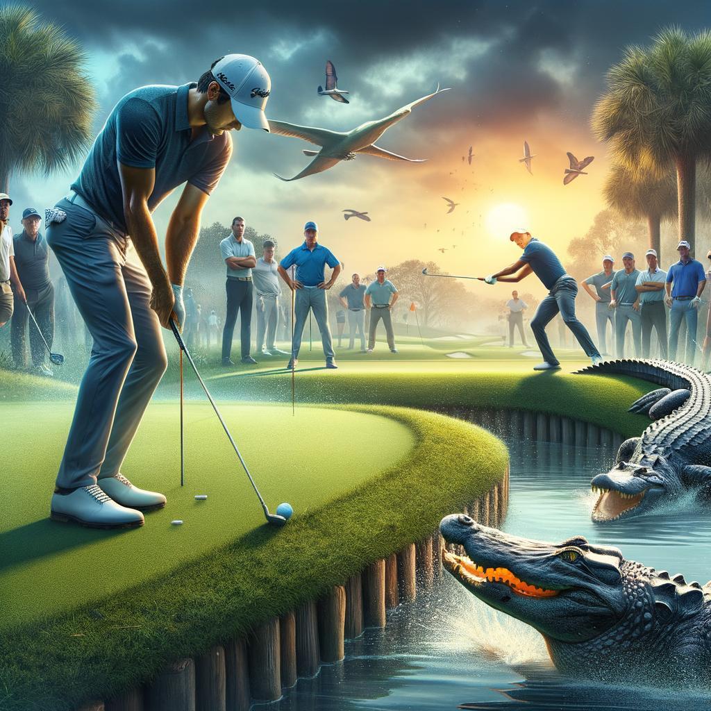Golf Nerves of Steel: Whaley Escapes Water Hazard with Gator Watching Golf Nerves of Steel: Whaley Escapes Water Hazard with Gator Watching