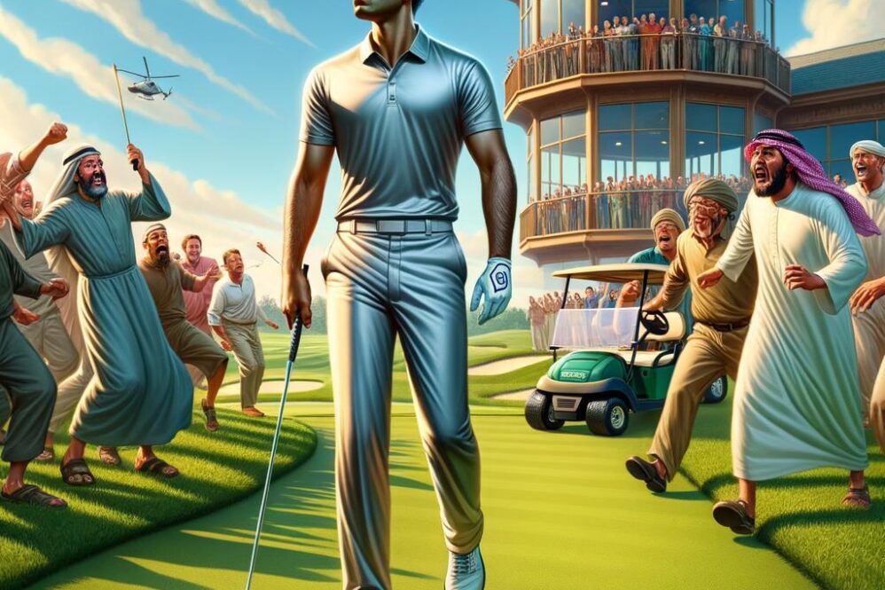Here’s a more engaging rewrite of the article title:

“Golf Chaos: Tiger Woods Impersonator Gets a Surprising ‘F Off’ from Fans!